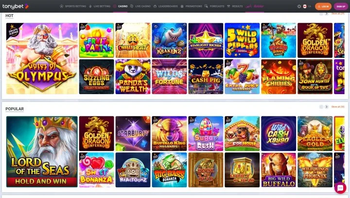 tonybet casino screenshot